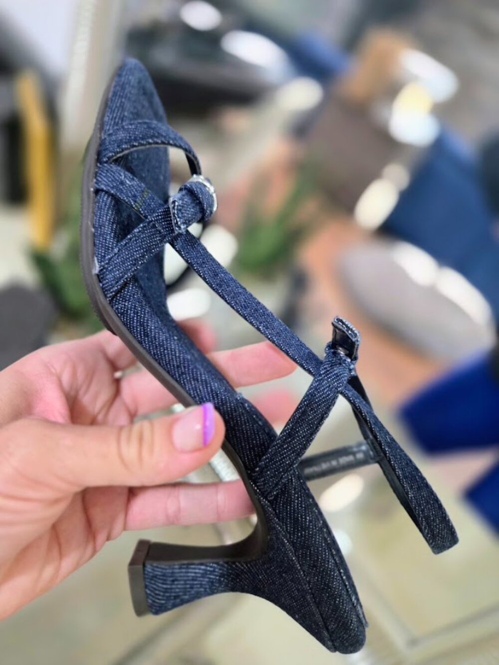 Anne Klein Denim Blue Square Toe iFlex Kitten Heel Slingback 8 NWOB - Picture 8 of 11